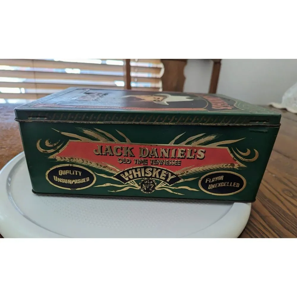 Vtg Jack Daniel's Old Time - Hand Made Tennessee Whiskey Tin Container